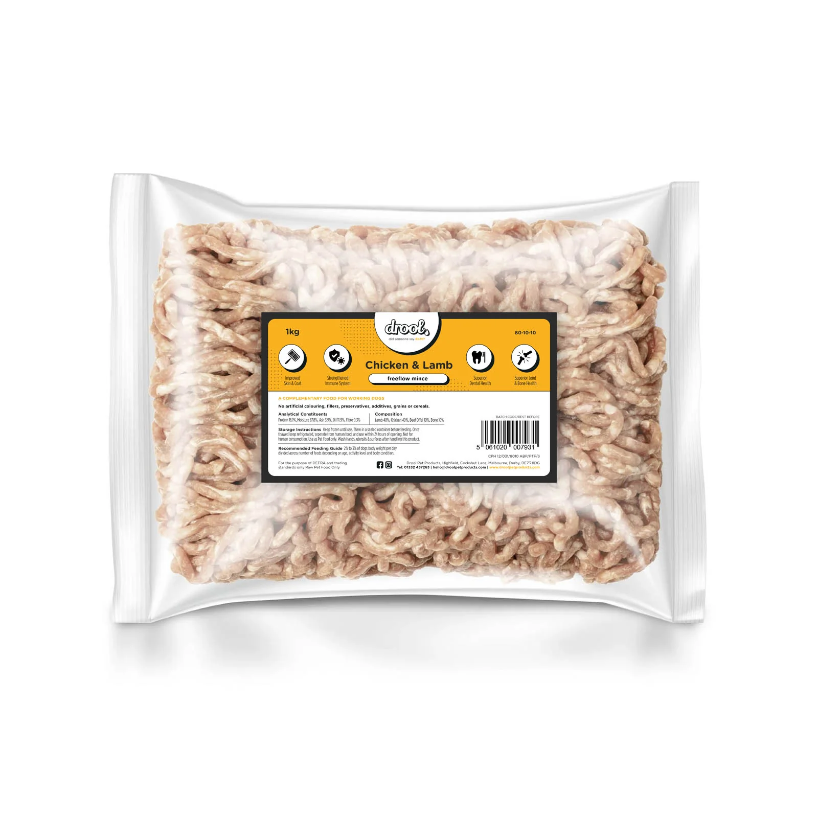 Drool Chicken & Lamb Freeflow Mince 1kg